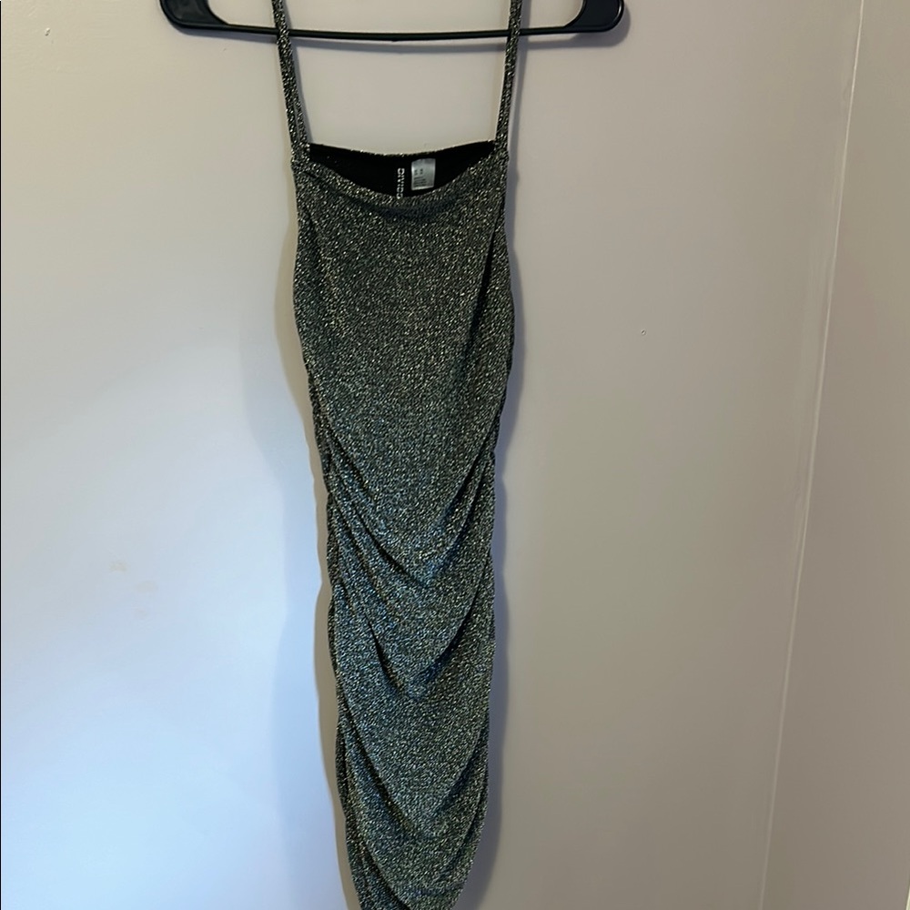 Divided Gray Ruched Bodycon Mini Dress